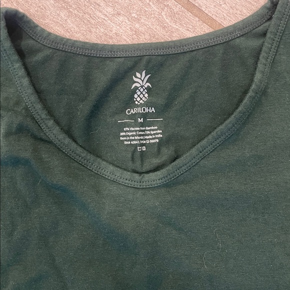 Cariloha Dark Green Top and Leaf Print Bamboo Pajama Set - Picture 3 of 5